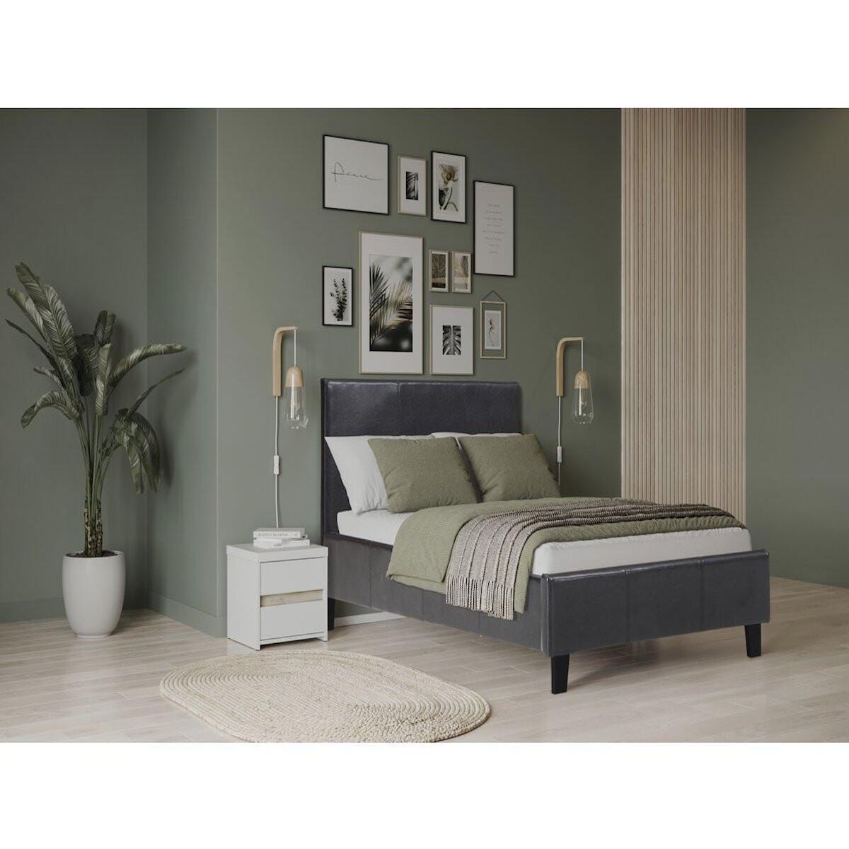 Habitat et Jardin Lit  Lina  - 90 x 190 cm - Noir