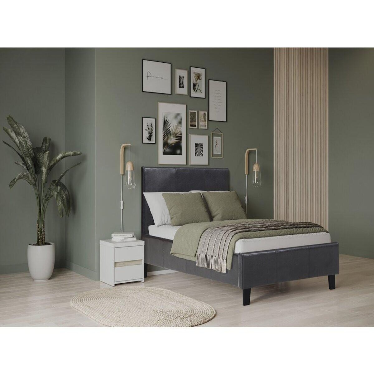 Habitat et Jardin Lit  Lina  - 90 x 190 cm - Noir