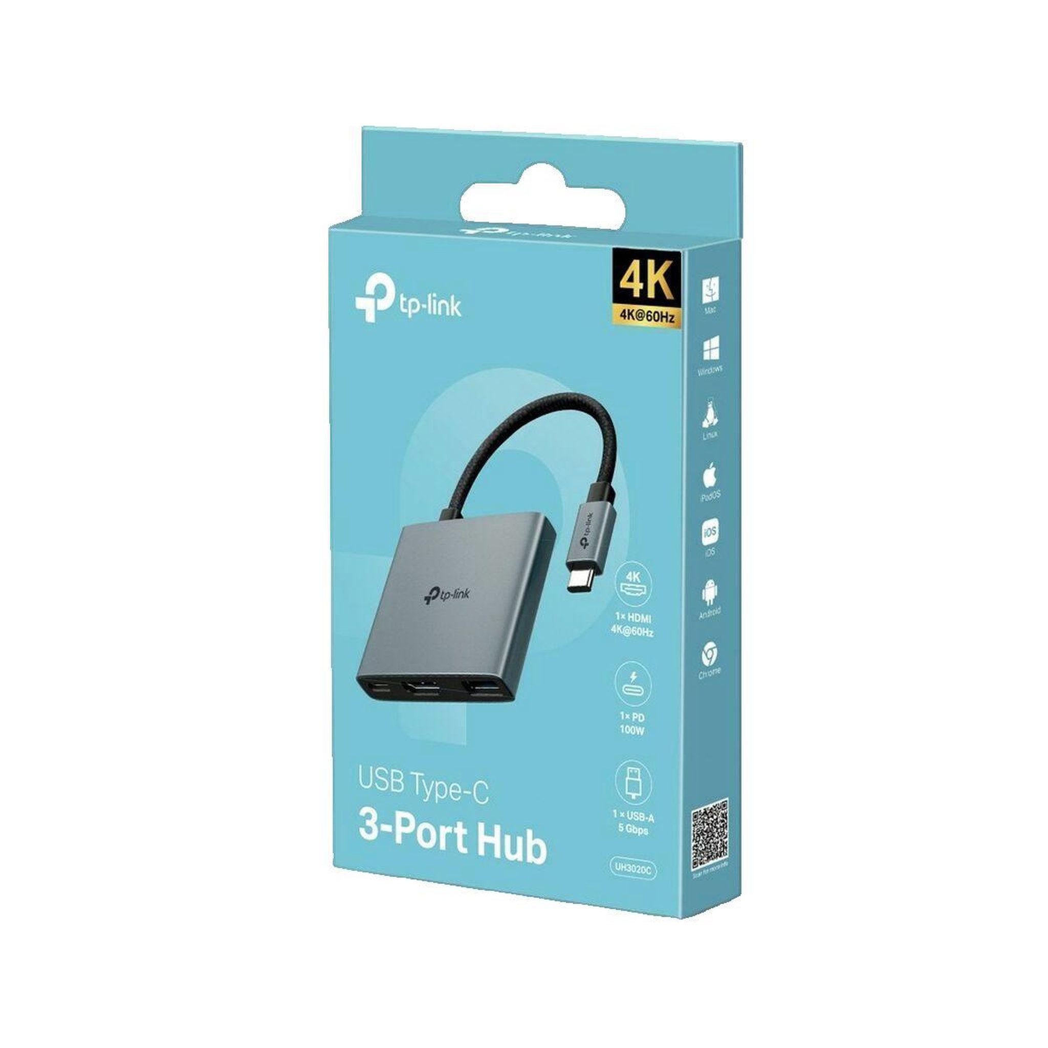 Voir la diapositive 2 : TP-LINK Hub USB-C TP-Link UH3020C avec HDMI, USB 3.2 Gen 1 et charge rapide 100W