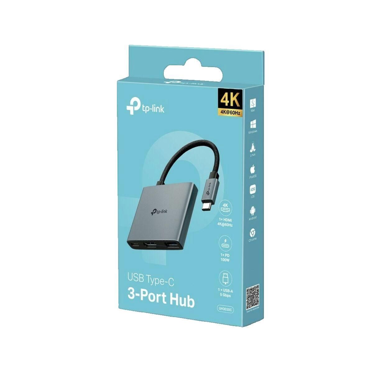 TP-LINK Hub USB-C TP-Link UH3020C avec HDMI, USB 3.2 Gen 1 et charge rapide 100W