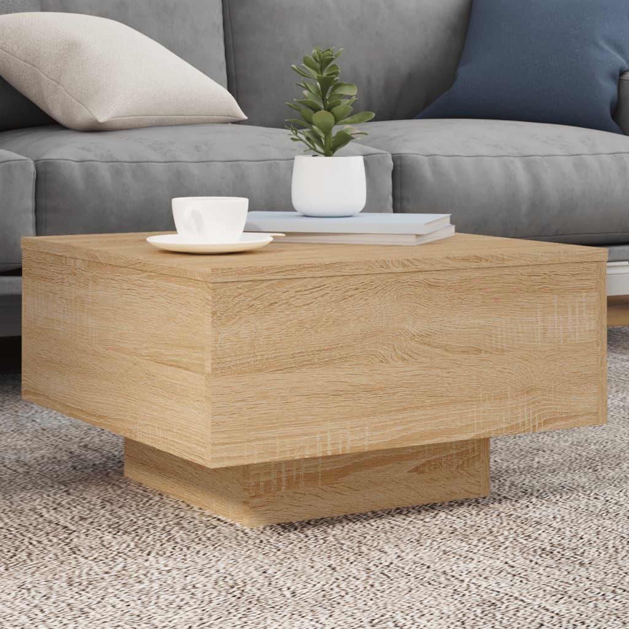 VIDAXL Table basse avec lumieres LED chene sonoma 55x55x31 cm