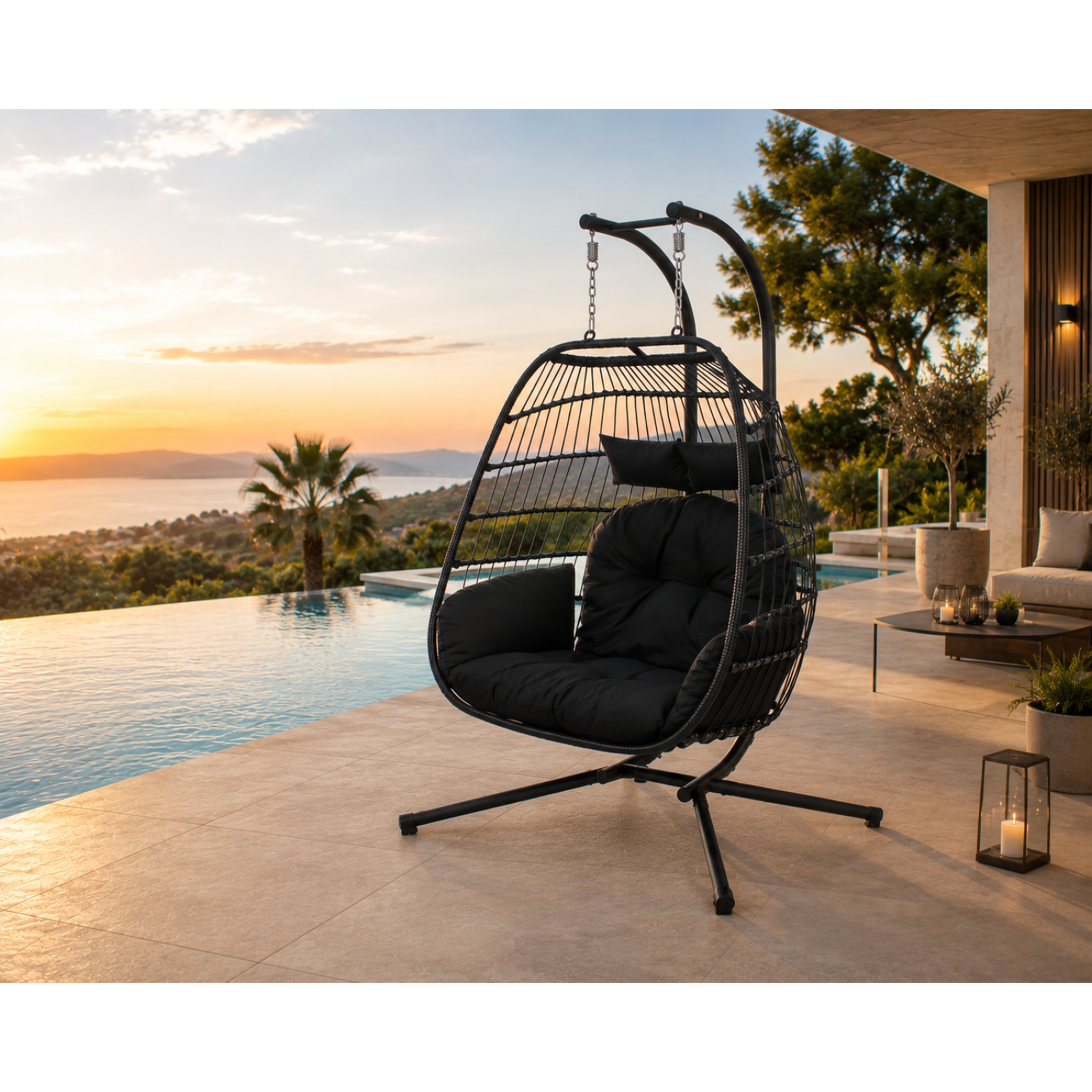 Voir la diapositive 2 : CONCEPT USINE Fauteuil suspendu 2 places noir faro
