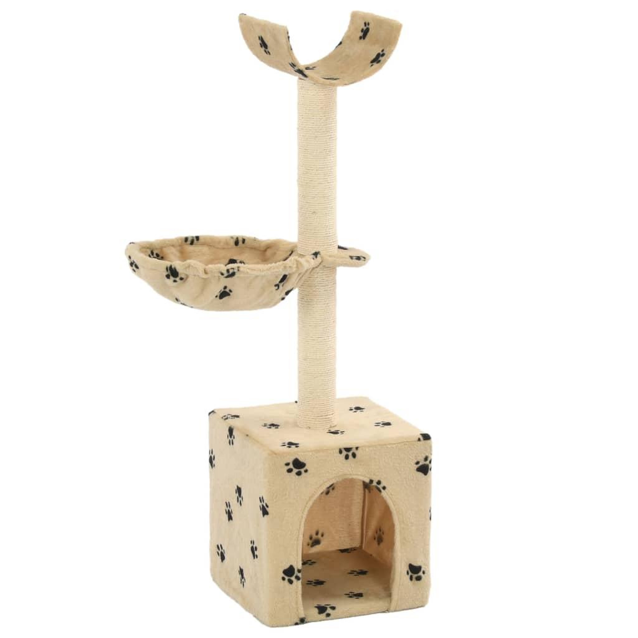 Voir la diapositive 1 : VIDAXL Arbre a chat et griffoirs en sisal 105 cm Beige Motif de pattes