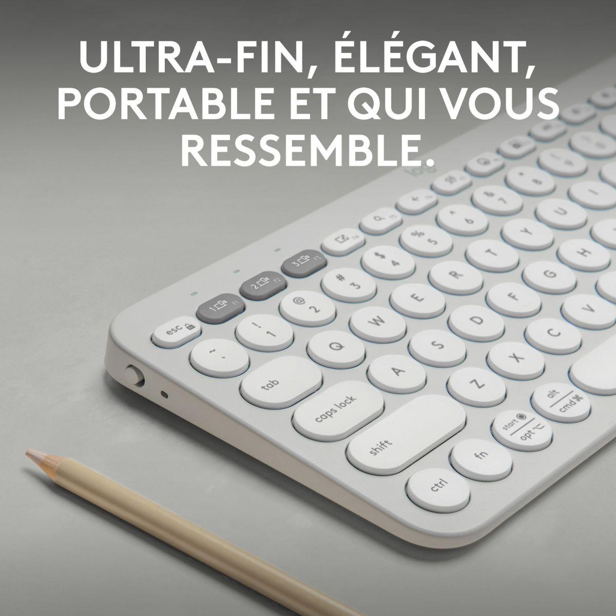 Voir la diapositive 2 : Logitech Clavier sans fil Pebble 2 K380s Blanc cassé