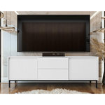 BEST MOBILIER Girona - meuble tv - blanc - 2 portes et 2 tiroirs - 174 cm. Coloris disponibles : Blanc