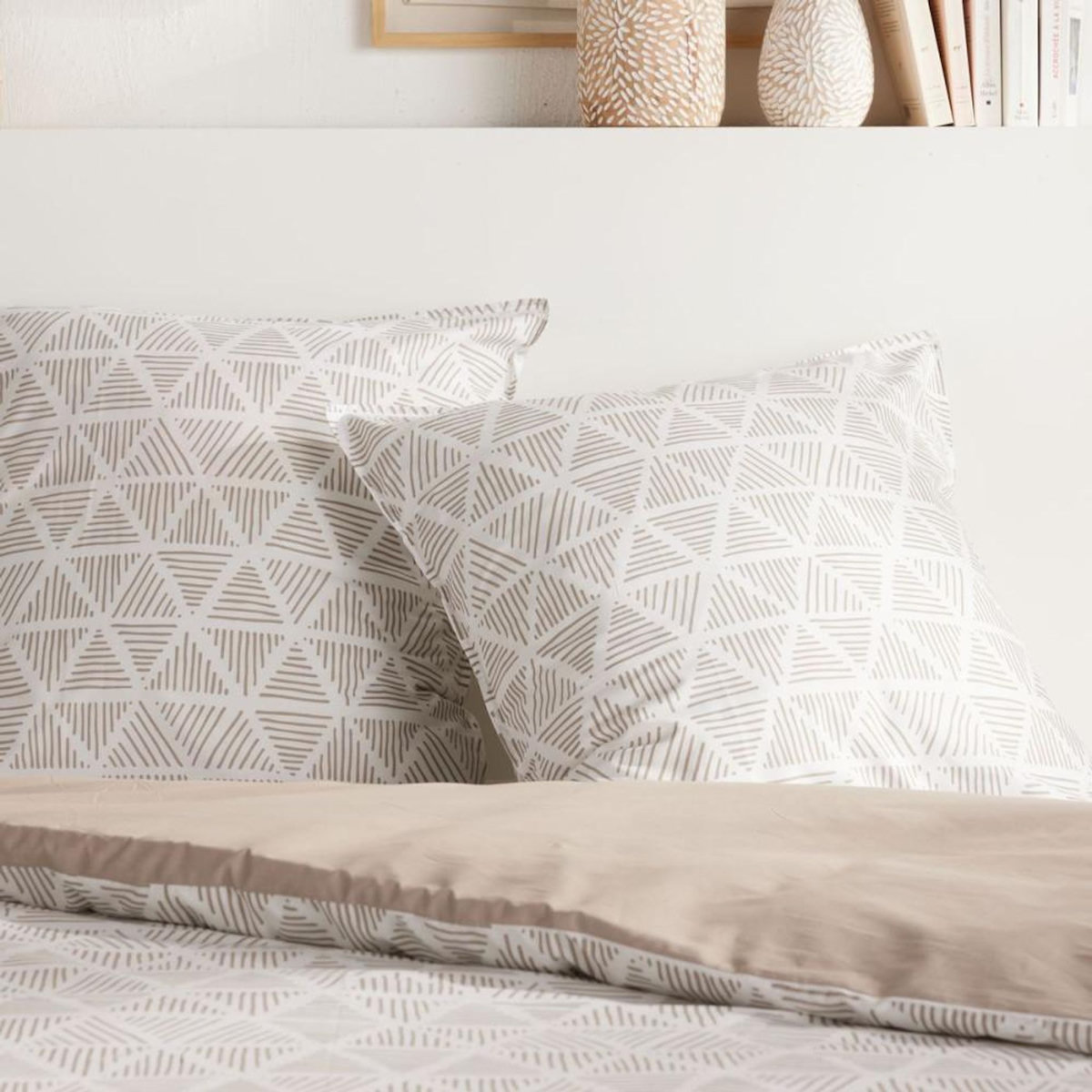 Today Parure de lit - TODAY - Sunshine - 2 personnes - 220 x 240 cm - Coton imprimé triangle