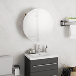 VIDAXL Armoire de salle de bain miroir rond et LED Chene 40x40x17,5 cm