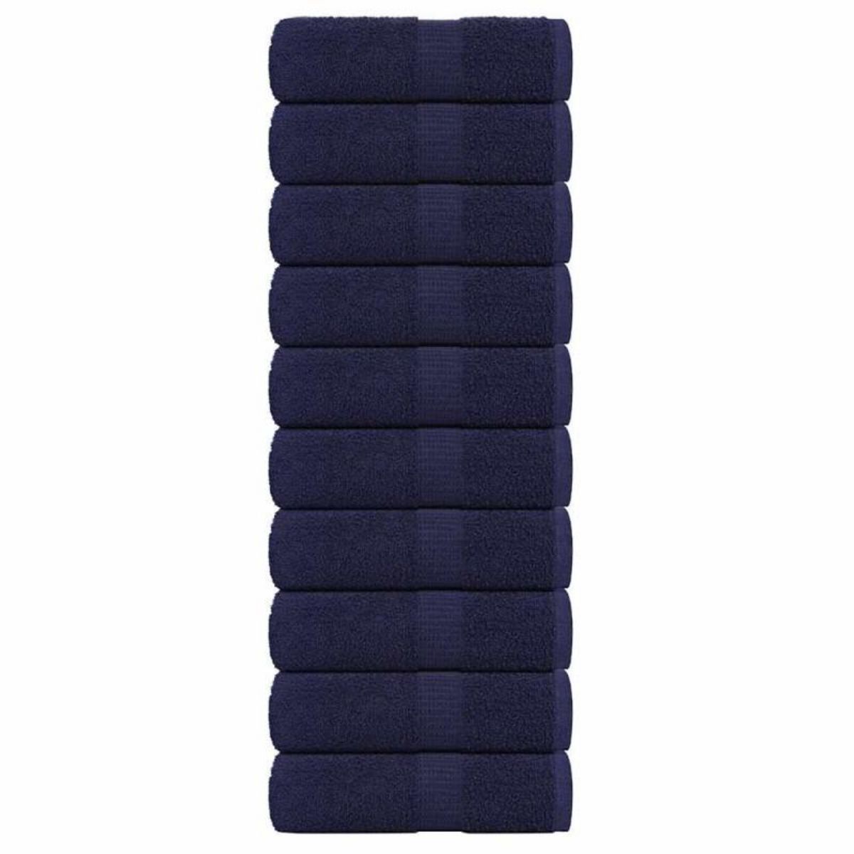 VIDAXL Serviettes de visage 10 pcs bleu marine 30x30 cm 100% coton