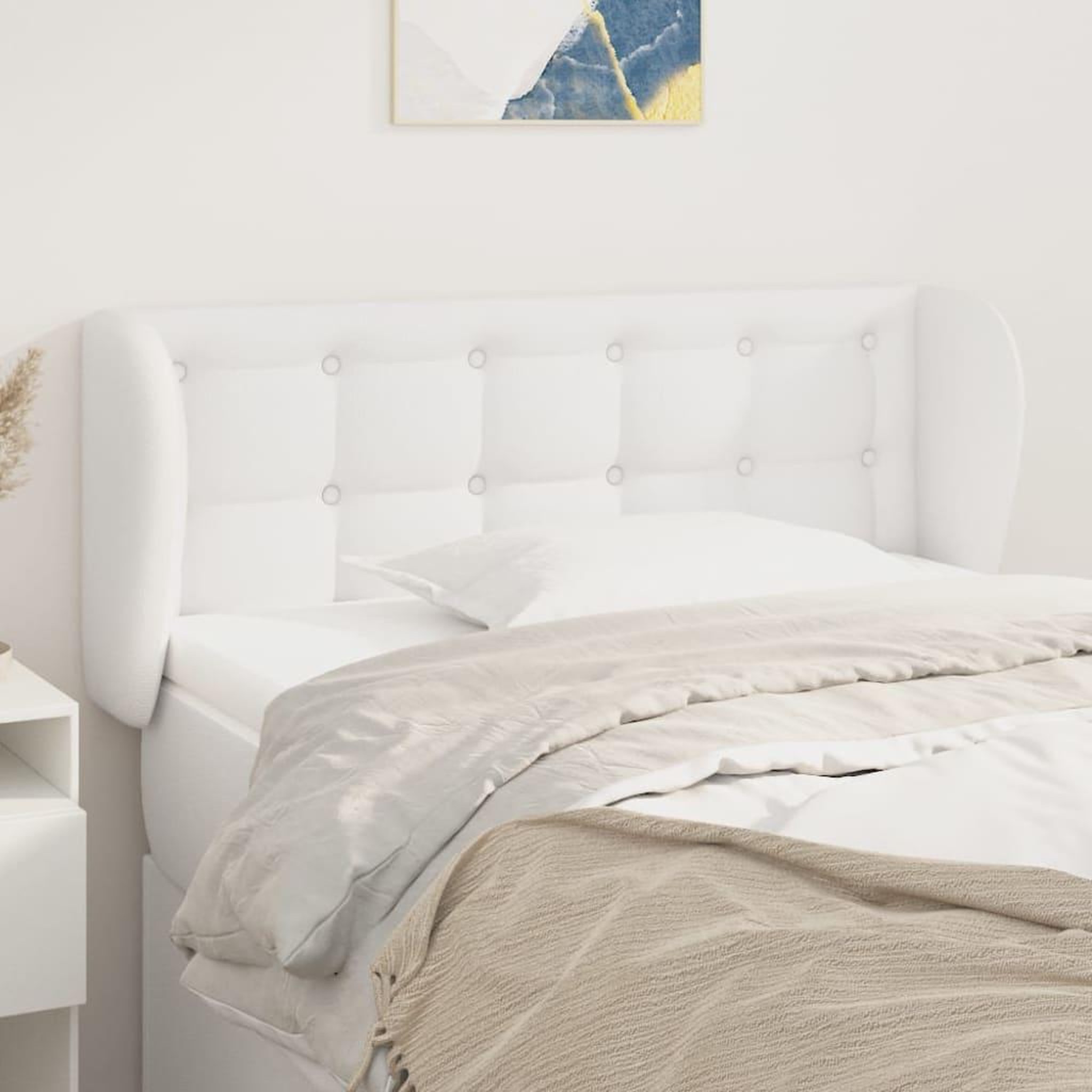 Voir la diapositive 1 : VIDAXL Tete de lit avec oreilles Blanc 83x23x78/88 cm Similicuir