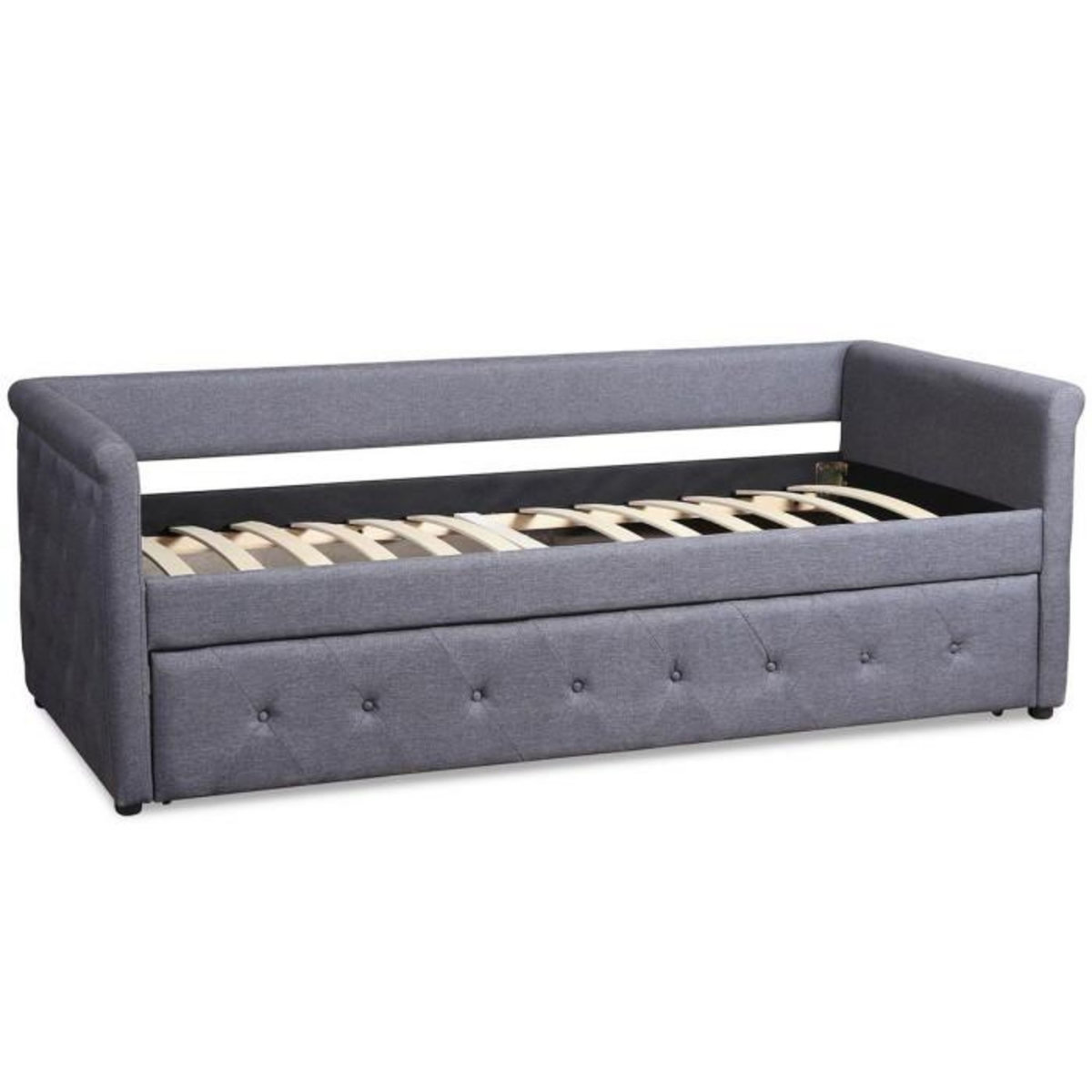 Paris Prix Lit Gigogne Capitonné  Antille  90x190cm Gris