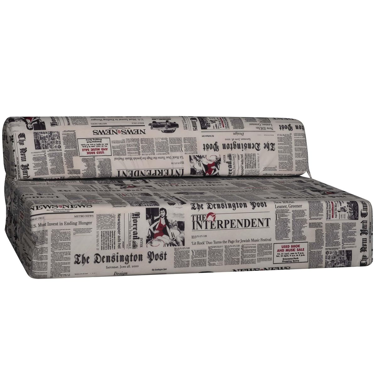 Chauffeuse 2 places NEWSPAPER tissu journal