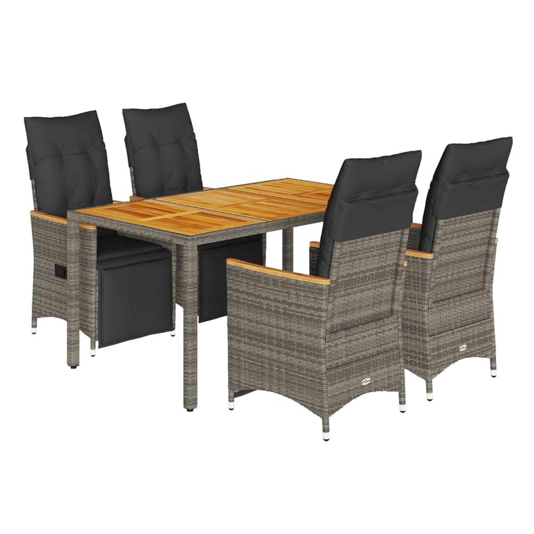 Voir la diapositive 2 : VIDAXL Ensemble de bistro de jardin 5 pcs coussins gris poly rotin