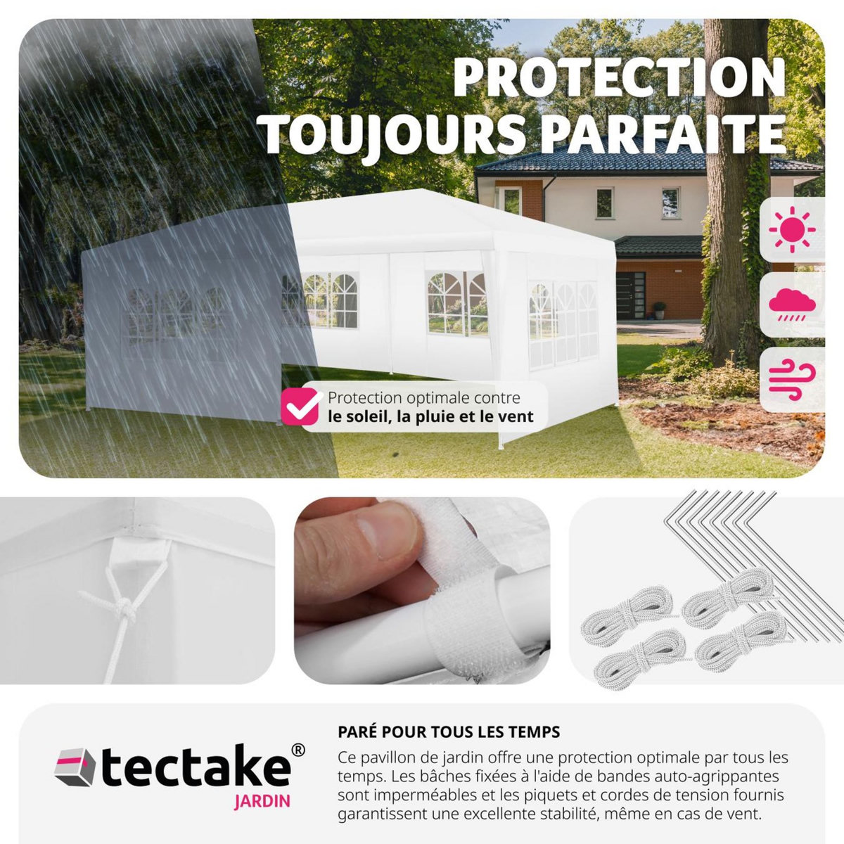 tectake Tonnelle 6 x 3 m blanc