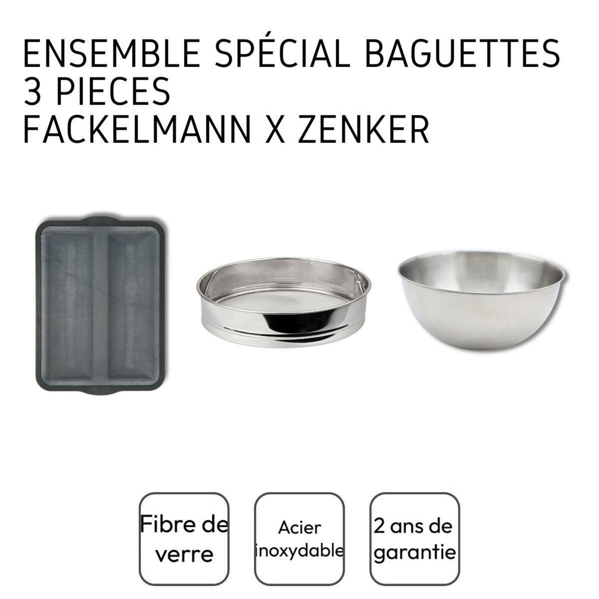 ZENKER Ensemble 3 ustensiles spécial baguette Zenker x Fackelmann