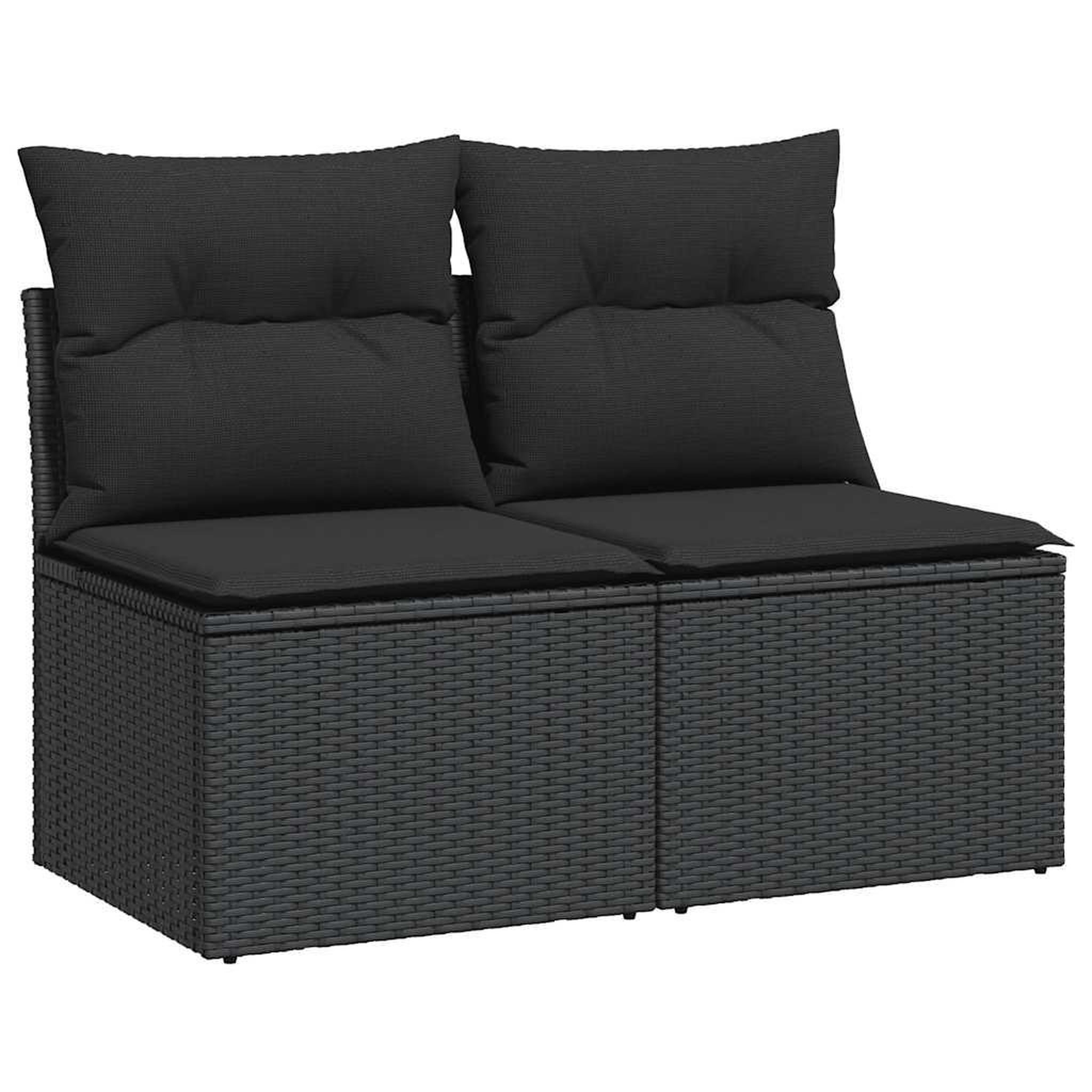 Voir la diapositive 2 : VIDAXL Salon de jardin avec coussins 2 pcs noir resine tressee acacia