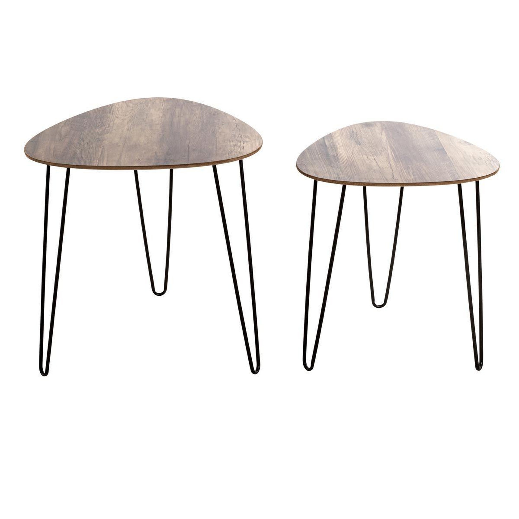 Voir la diapositive 2 : Paris Prix Lot de 2 tables d'appoint  lamy  48cm noir & chêne