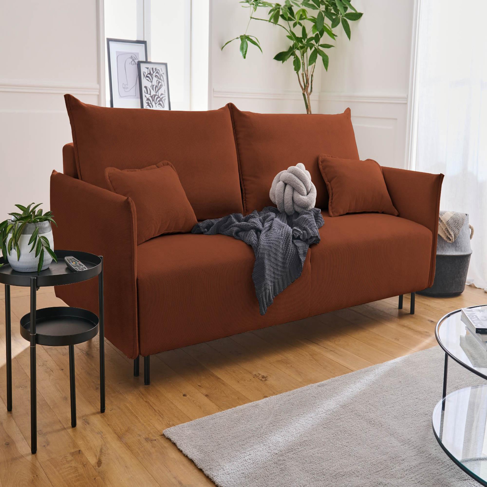 Voir la diapositive 5 : LISA DESIGN Valentina - canapé 3 places convertible - avec coffre - en velours côtelé - style contemporain