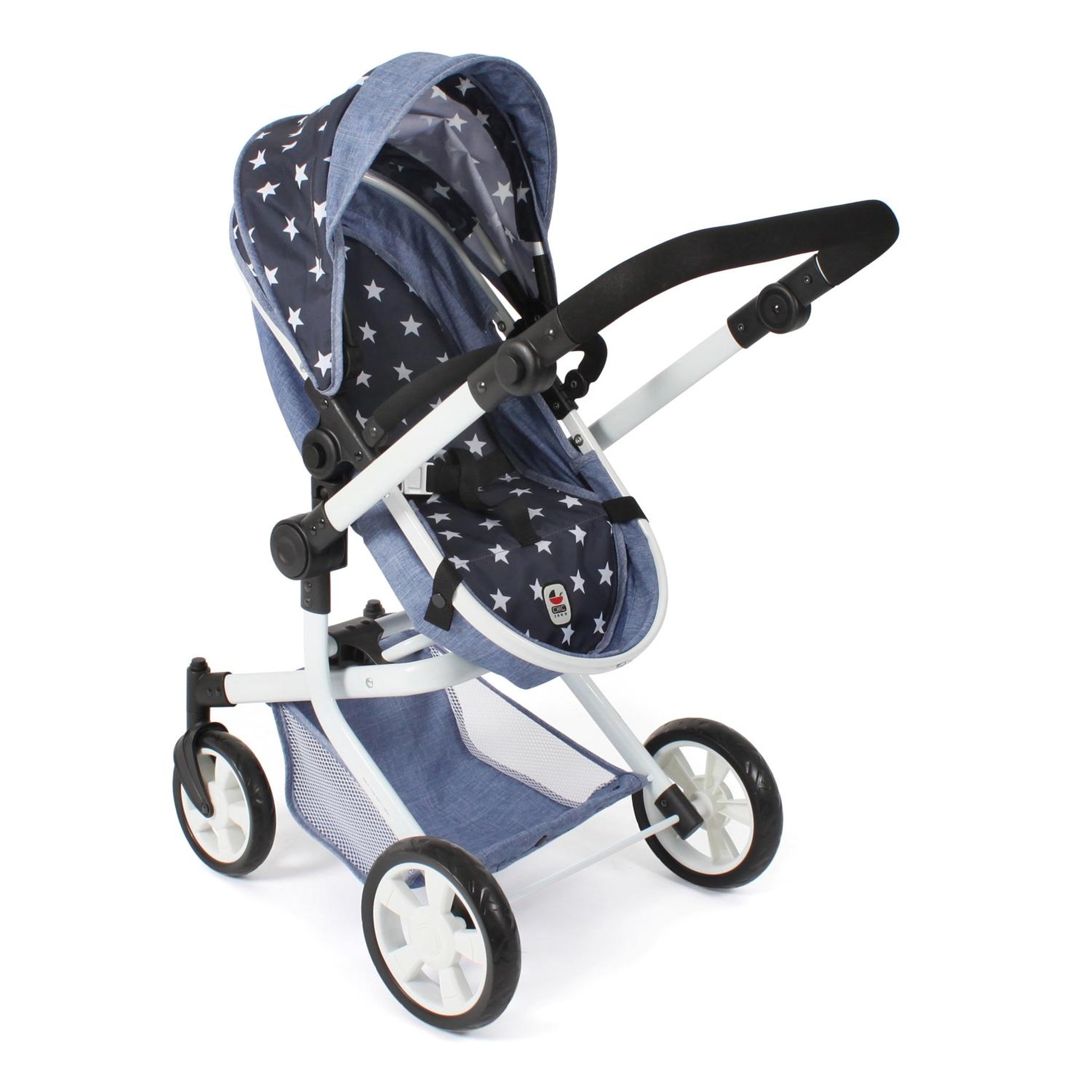 Voir la diapositive 3 : BAYER CHIC 2000 Poussette pour poupée combinée 2 en 1 Mika Bleu marine avec étoiles