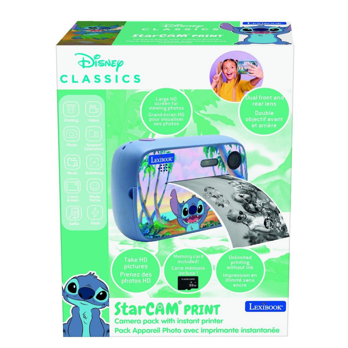 Lexibook Starcam Print appareil photo numérique HD avec imprimante instantanée Stitch