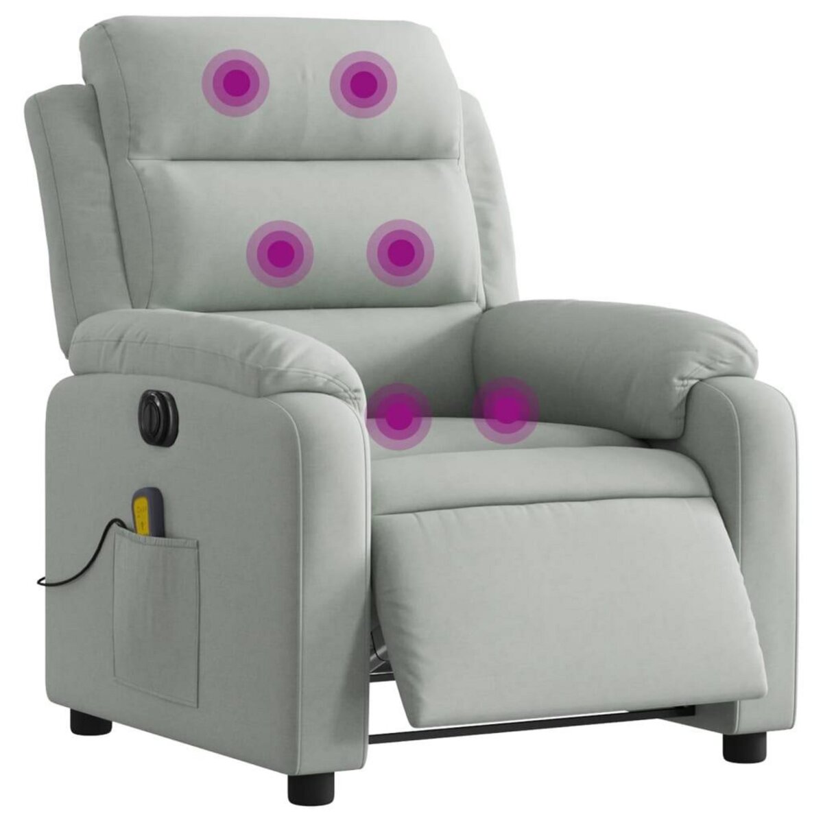 VIDAXL Fauteuil inclinable electrique de massage gris clair velours