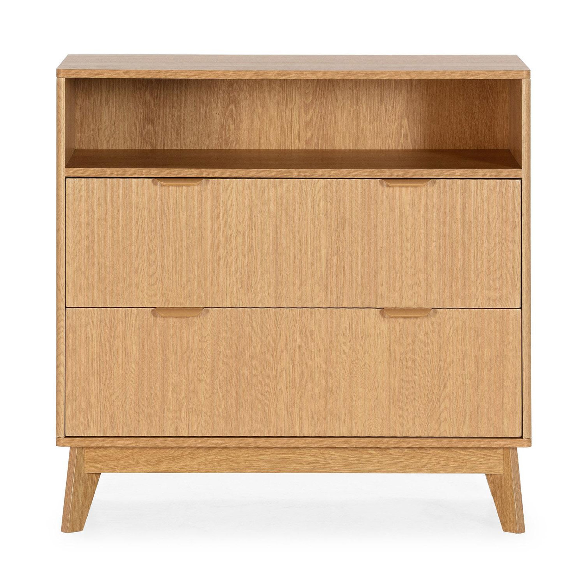 Voir la diapositive 4 : VS VENTA-STOCK Commode Oporto 2 tiroirs 1 étagère effet Chêne
