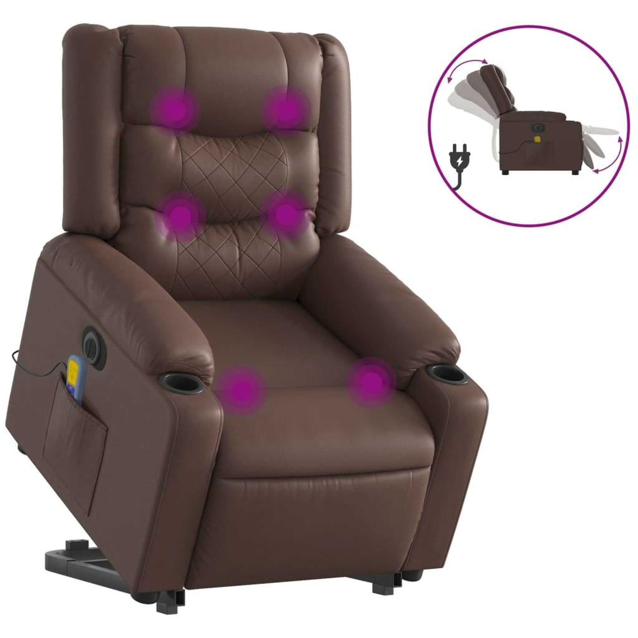 Voir la diapositive 2 : VIDAXL Fauteuil inclinable de massage electrique marron similicuir