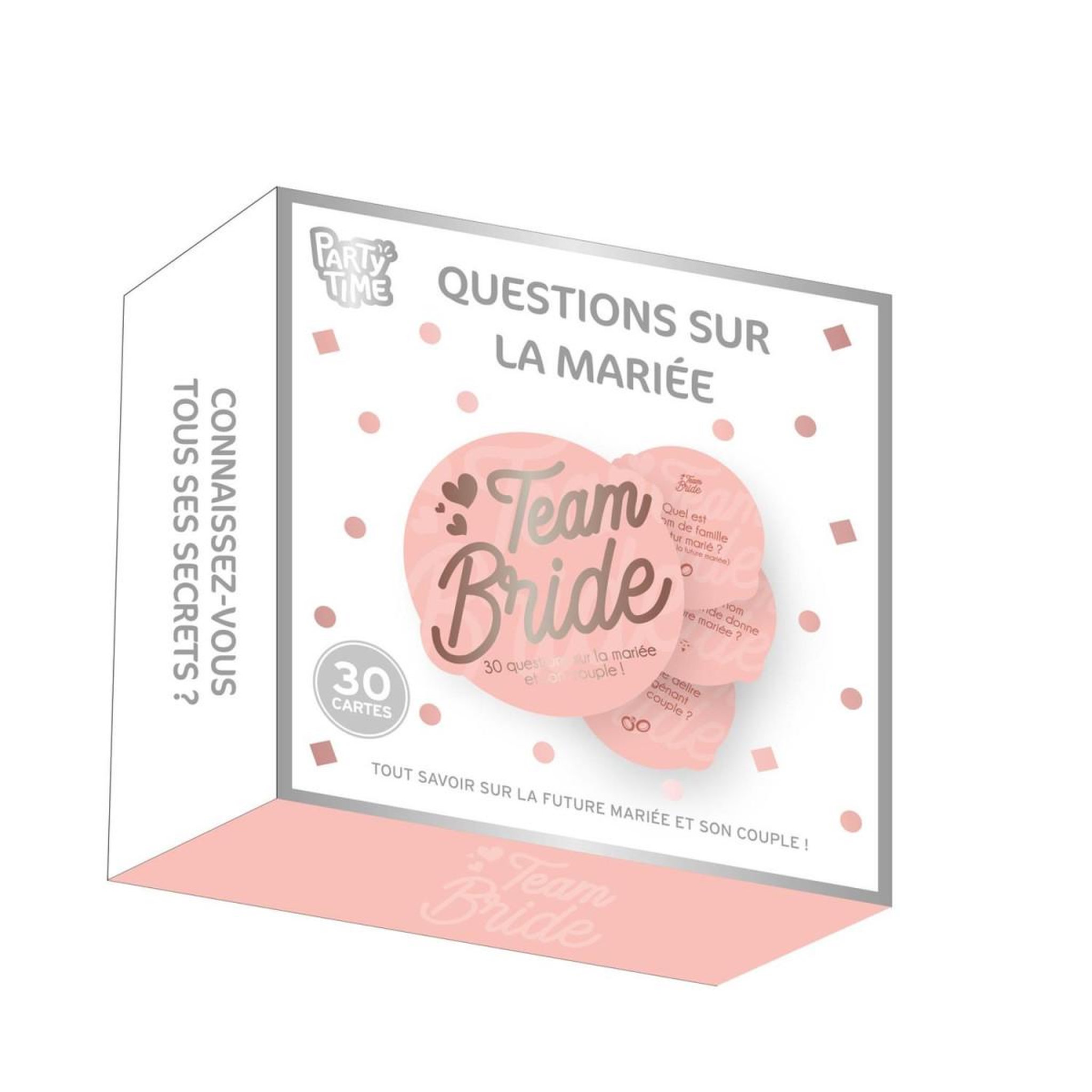 Voir la diapositive 5 : PARTY TIME Jeu de 30 questions  evjf  8cm rose