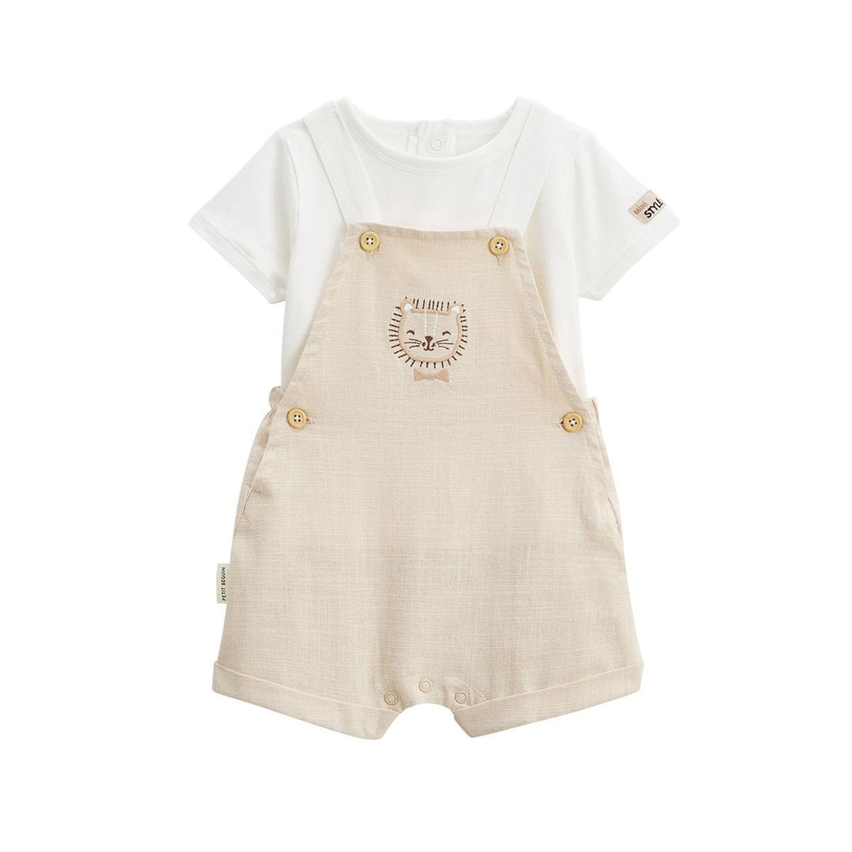 Petit Béguin Ensemble salopette bébé et t-shirt Auguste