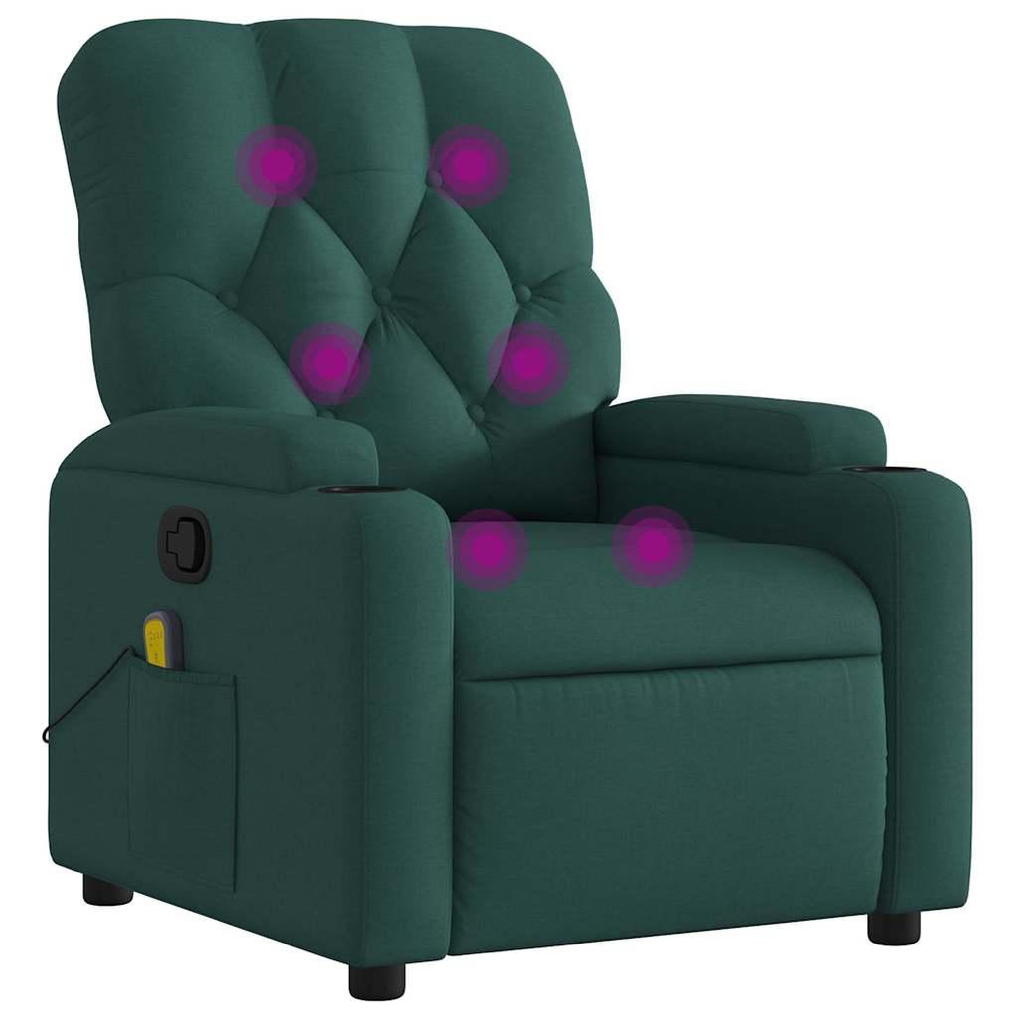Voir la diapositive 2 : VIDAXL Fauteuil de massage inclinable Vert fonce Tissu