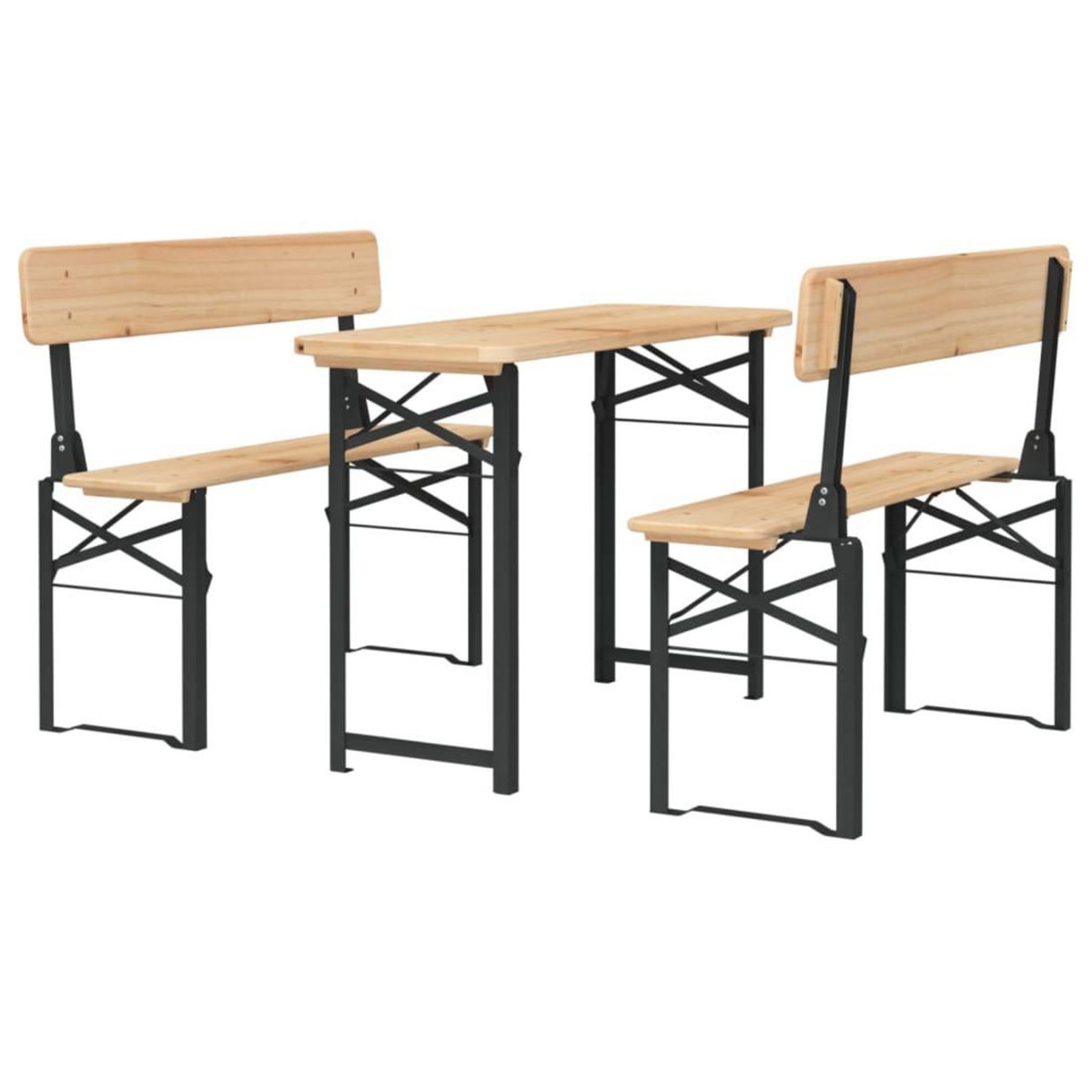 VIDAXL Ensemble de tables a biere pliantes 3 pcs bois massif de sapin