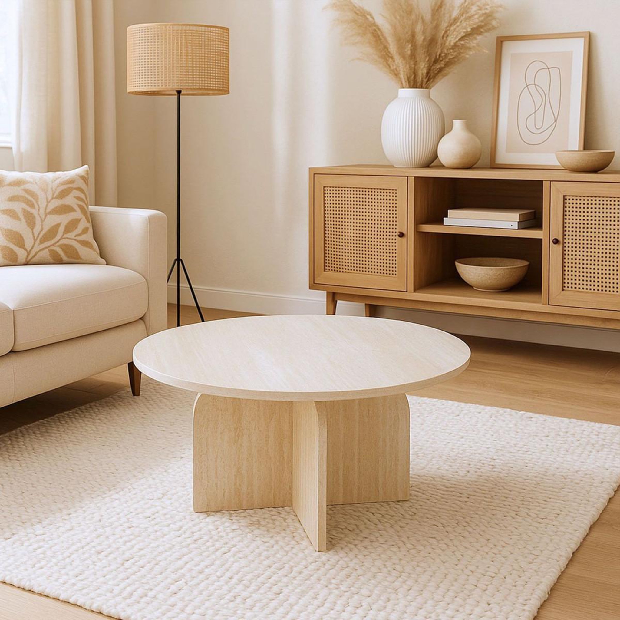 Voir la diapositive 4 : Paris Prix Table basse effet travertin  mindy  80cm beige