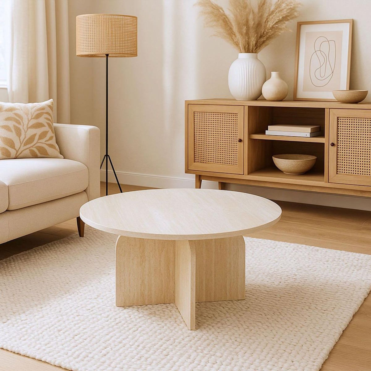 Paris Prix Table Basse Effet Travertin  Mindy  80cm Beige