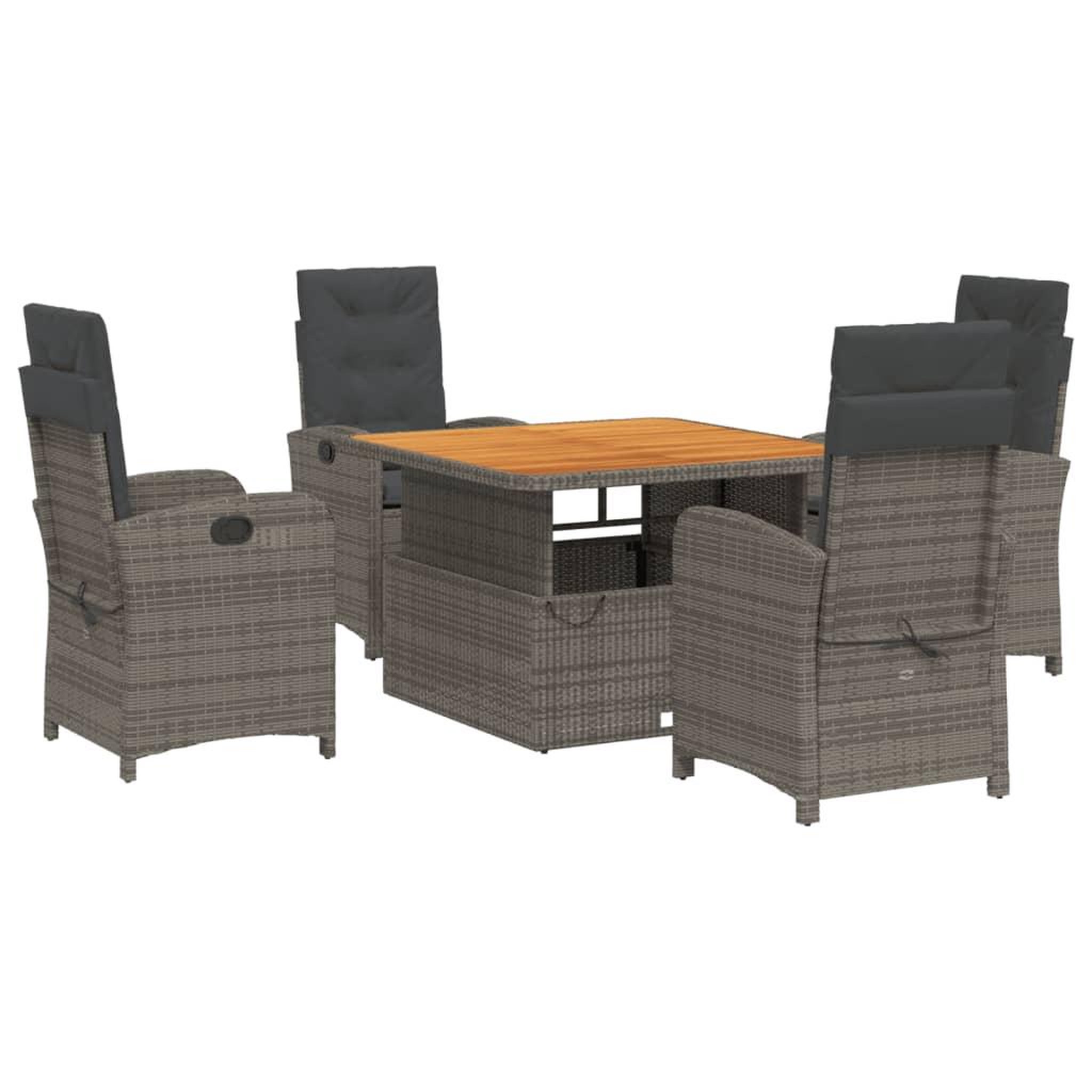 Voir la diapositive 2 : VIDAXL Ensemble a manger de jardin 5 pcs coussins gris resine tressee