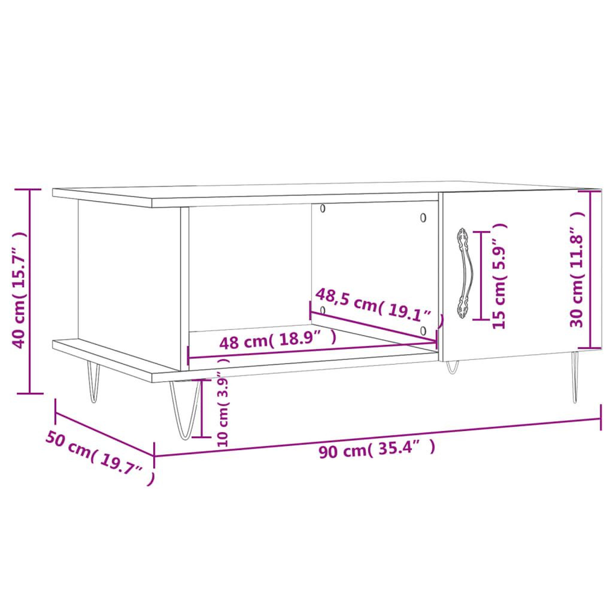 Voir la diapositive 6 : VIDAXL Table basse chene sonoma 90x50x40 cm bois d'ingenierie