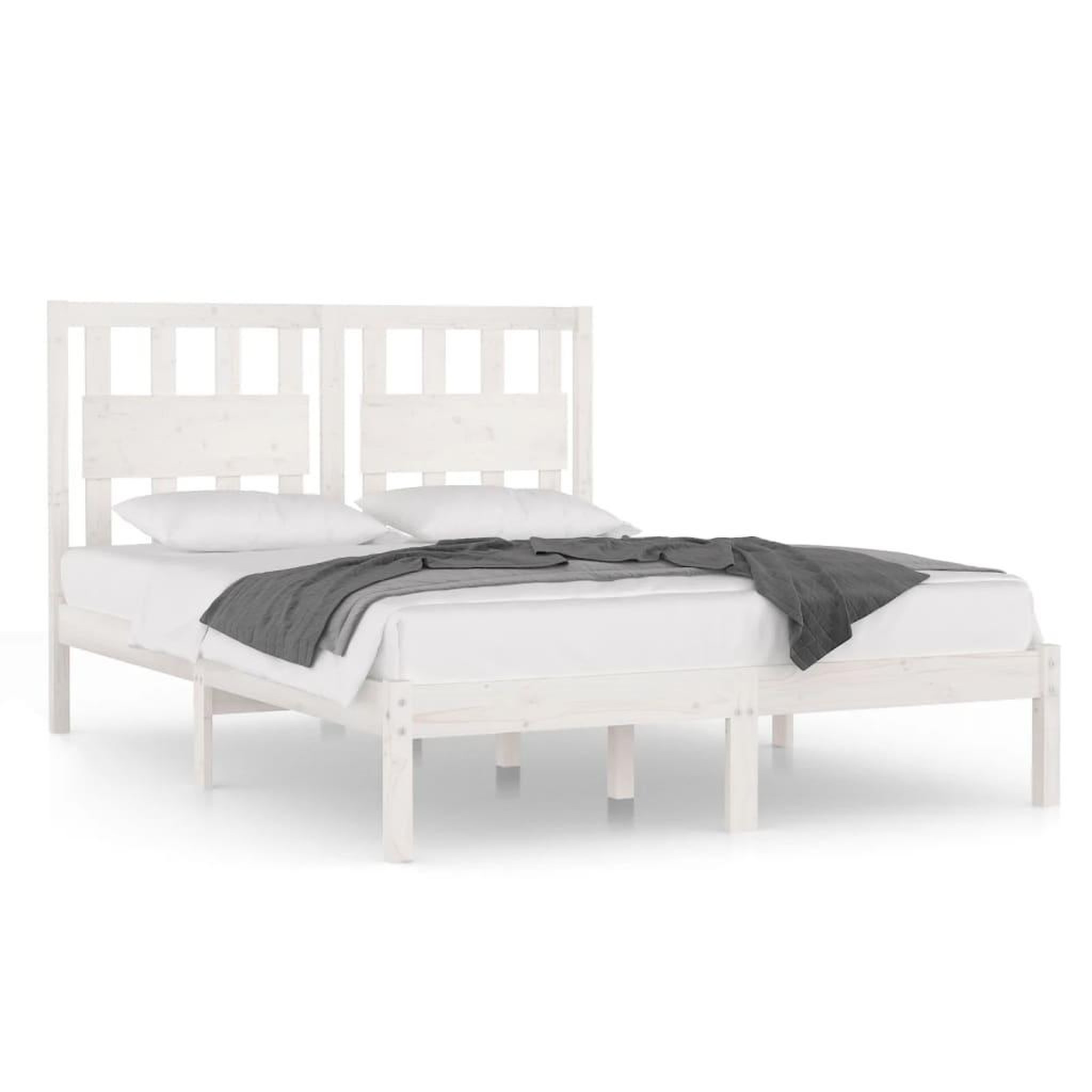Voir la diapositive 2 : VIDAXL Cadre de lit sans matelas blanc bois massif 120x200 cm