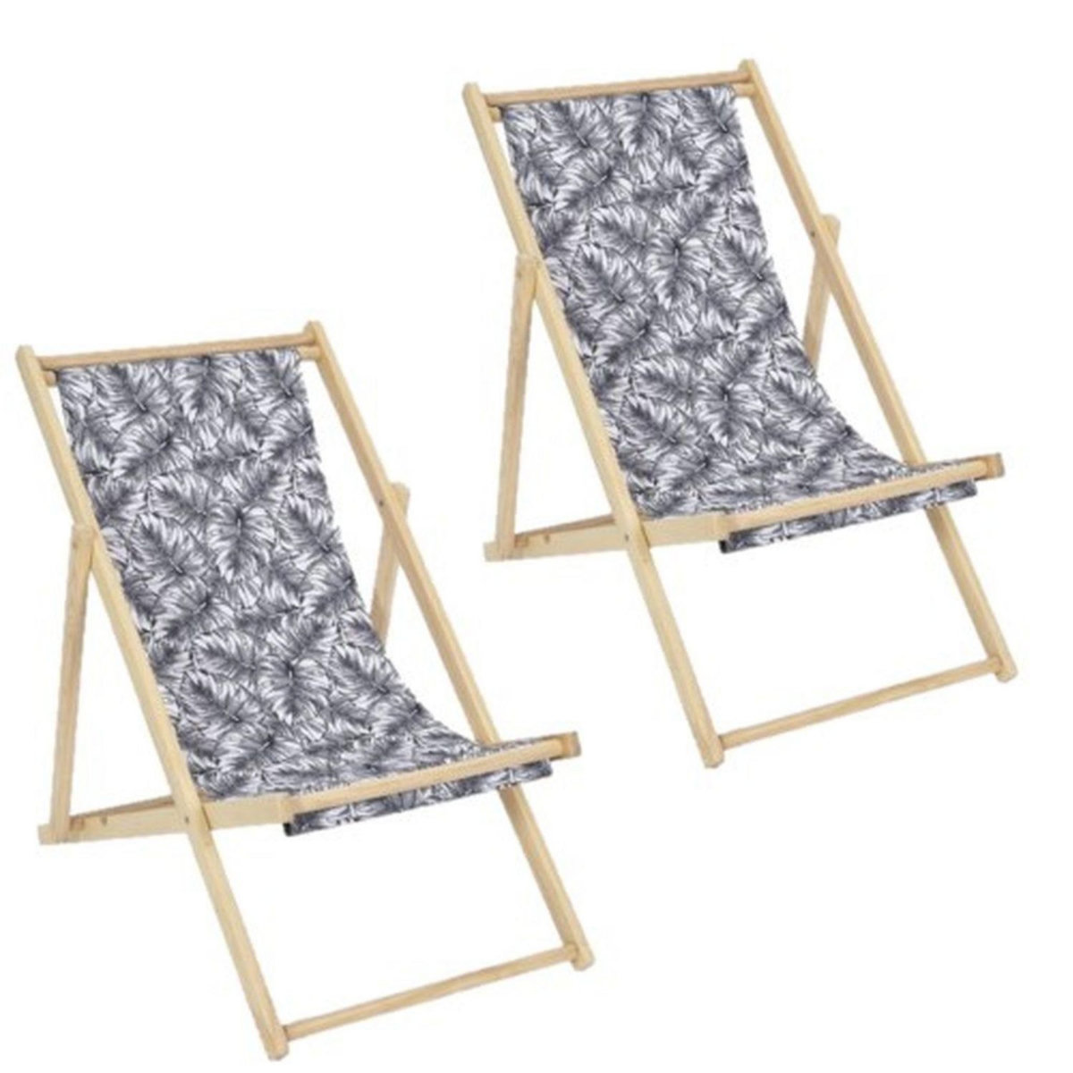 TOILINUX Lot de 2 chiliennes Natural Wild - Blanc et Noir