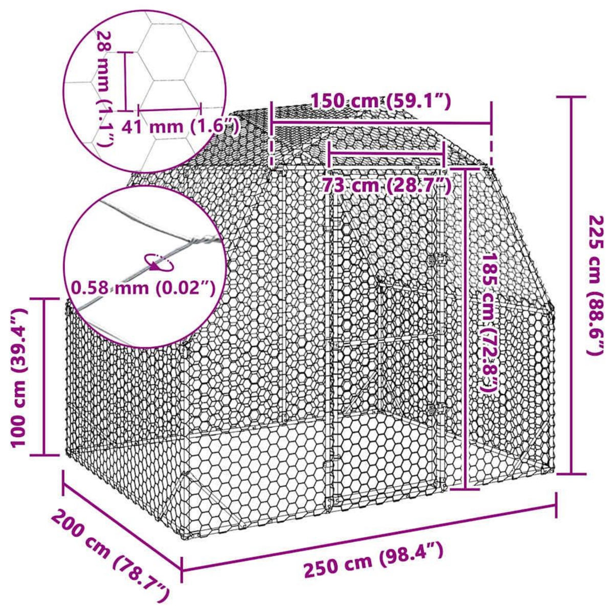 VIDAXL Poulailler 2,5x2x2,25 m acier galvanise