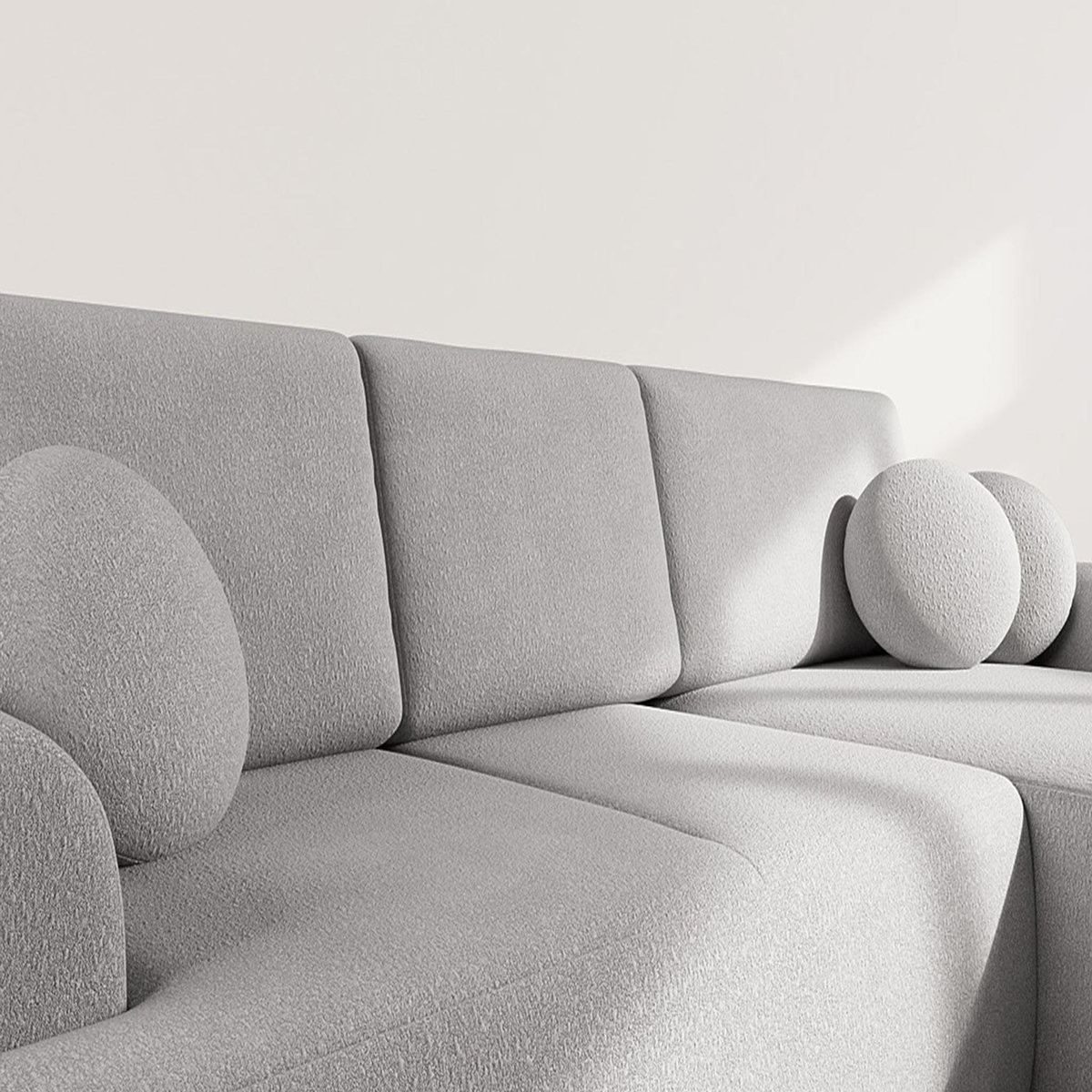 BEST MOBILIER Candela - canapé d'angle droit 4 places - convertible avec coffre - en tissu bouclette