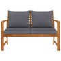 Voir la diapositive 2 : VIDAXL Banc de jardin 120cm et coussin gris fonce Bois solide d'acacia