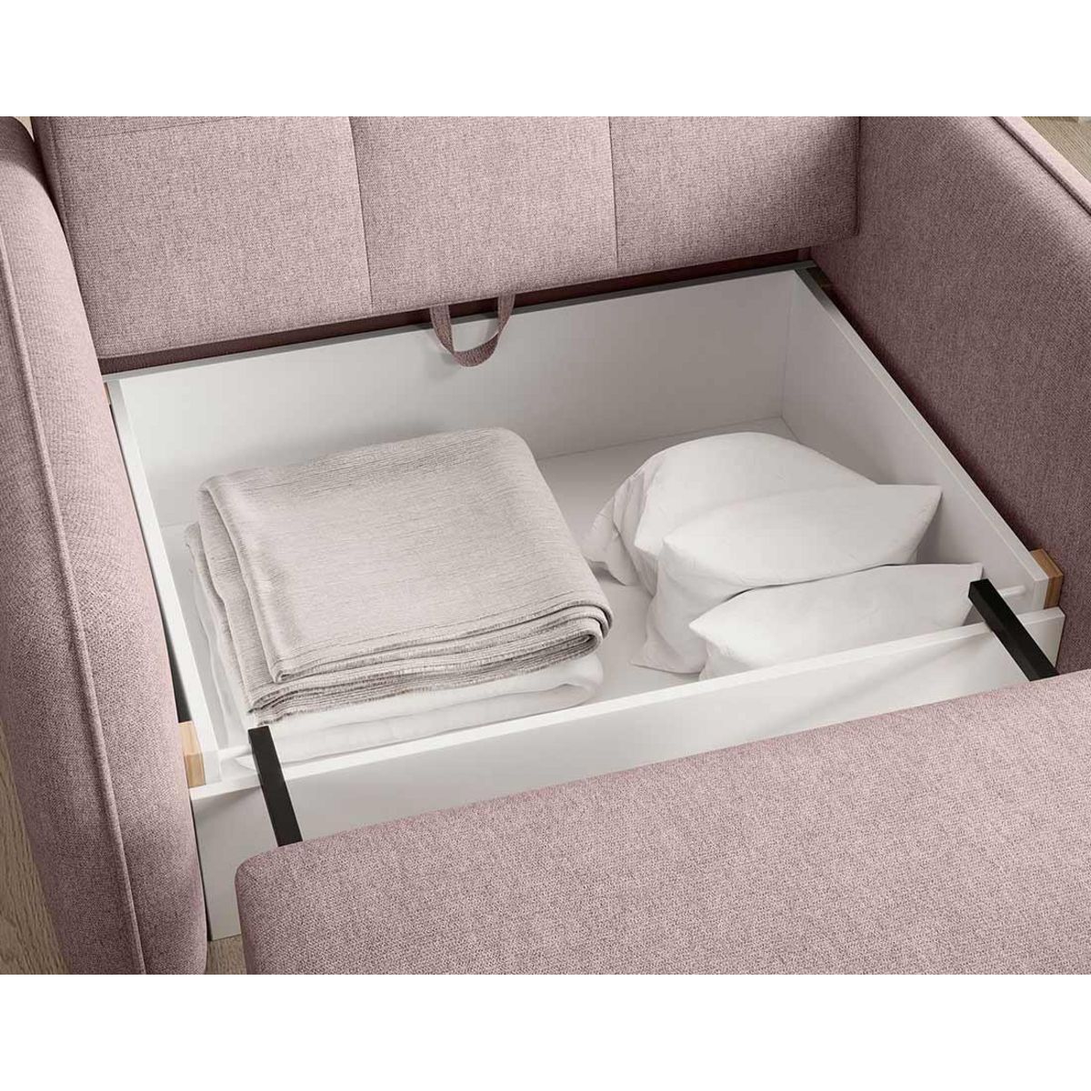 BEST MOBILIER Michelle - fauteuil convertible avec coffre en velours