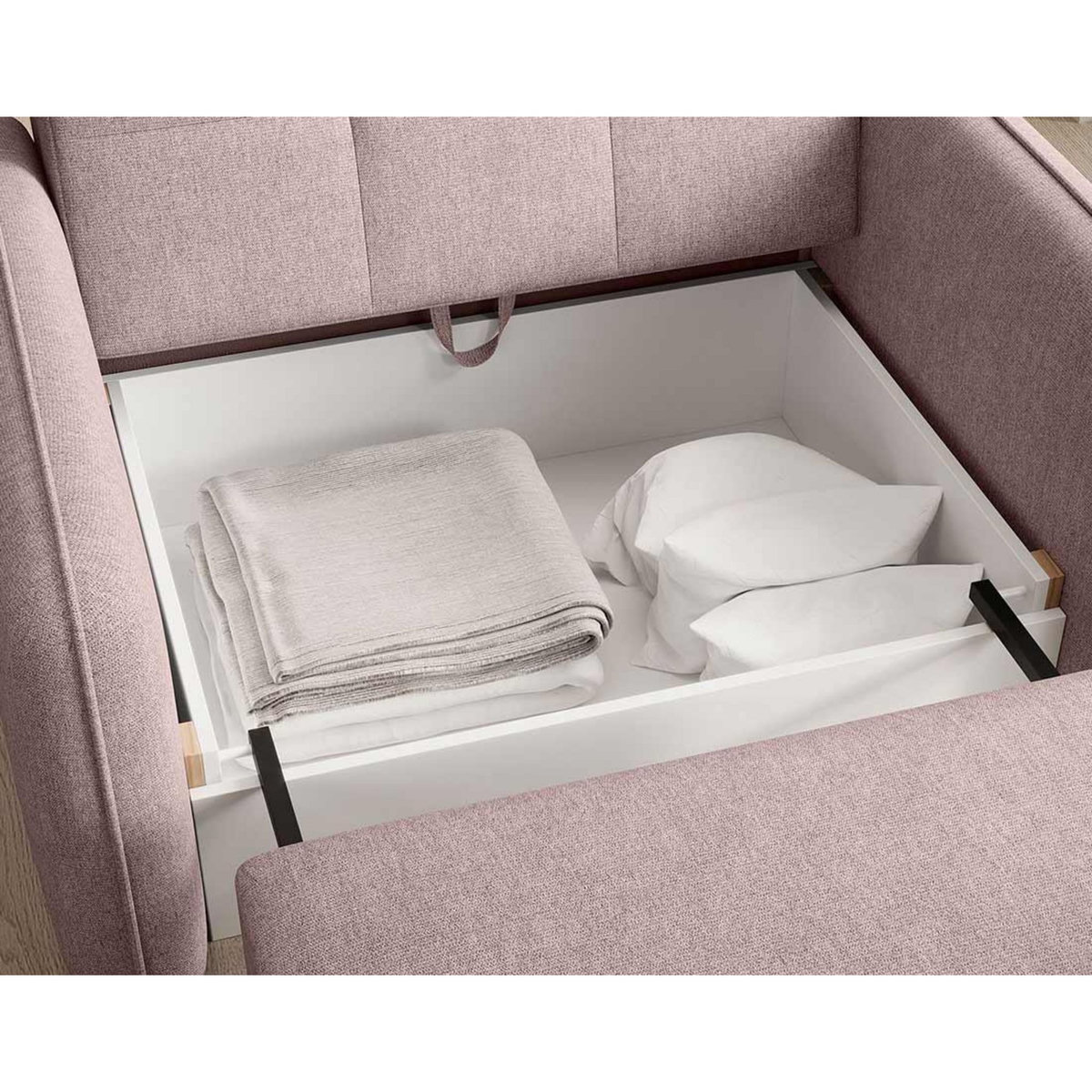 BEST MOBILIER Michelle - fauteuil convertible avec coffre en velours