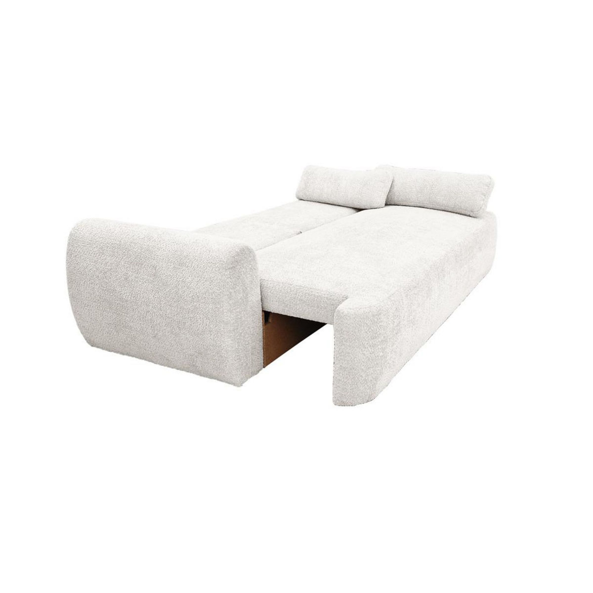 BEST MOBILIER Mahina - canapé droit 3 places - convertible avec coffre - en tissu bouclette