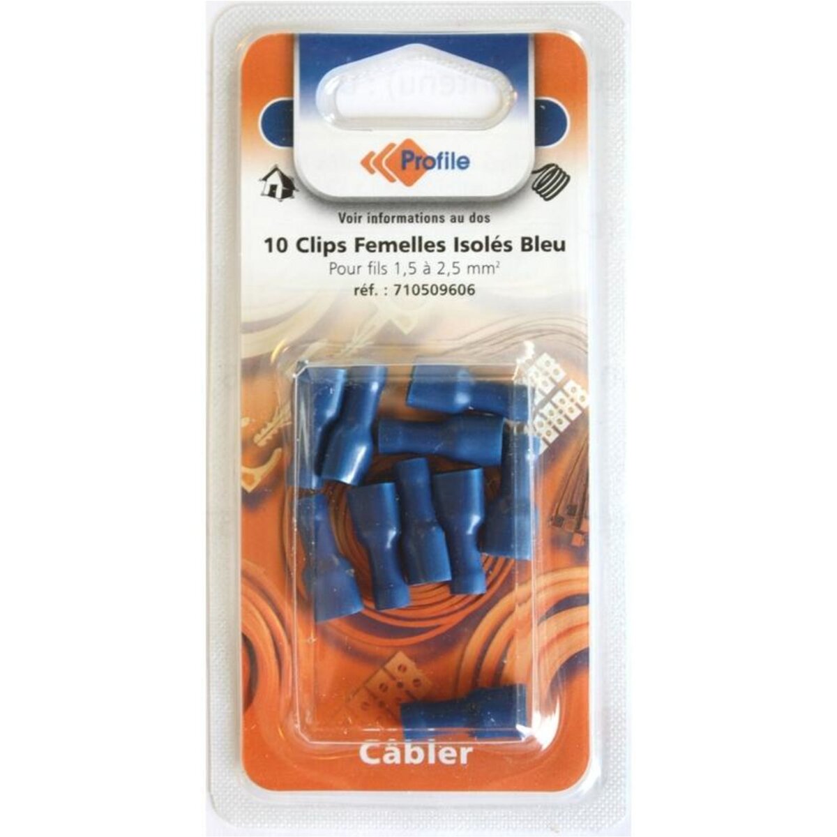 Profile 10 cosses clips isolées femelles bleues