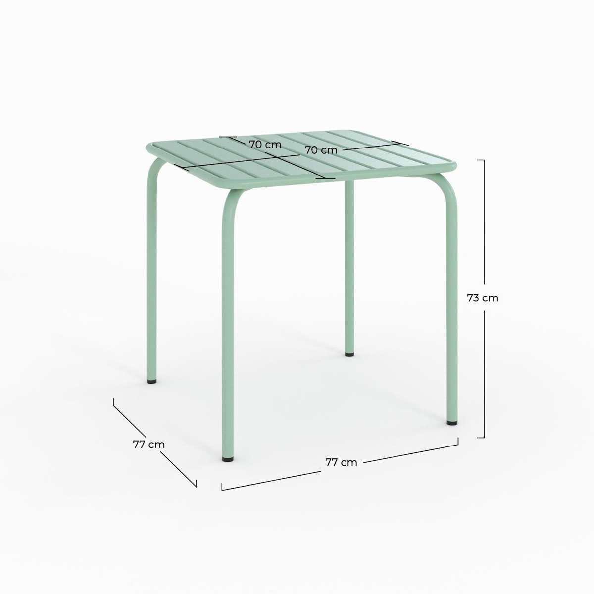 Rendez vous déco Table de jardin carrée en métal vert clair 4 personnes-Yumi
