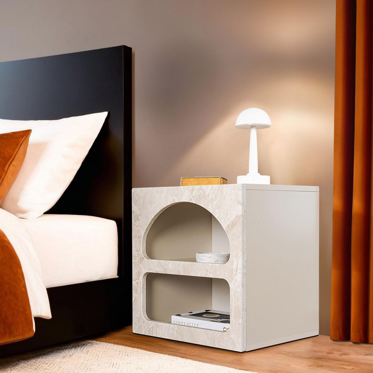 Habitat et Jardin Table de chevet en bois  Lorin  50 x 40 x 50 cm - marbre travertin