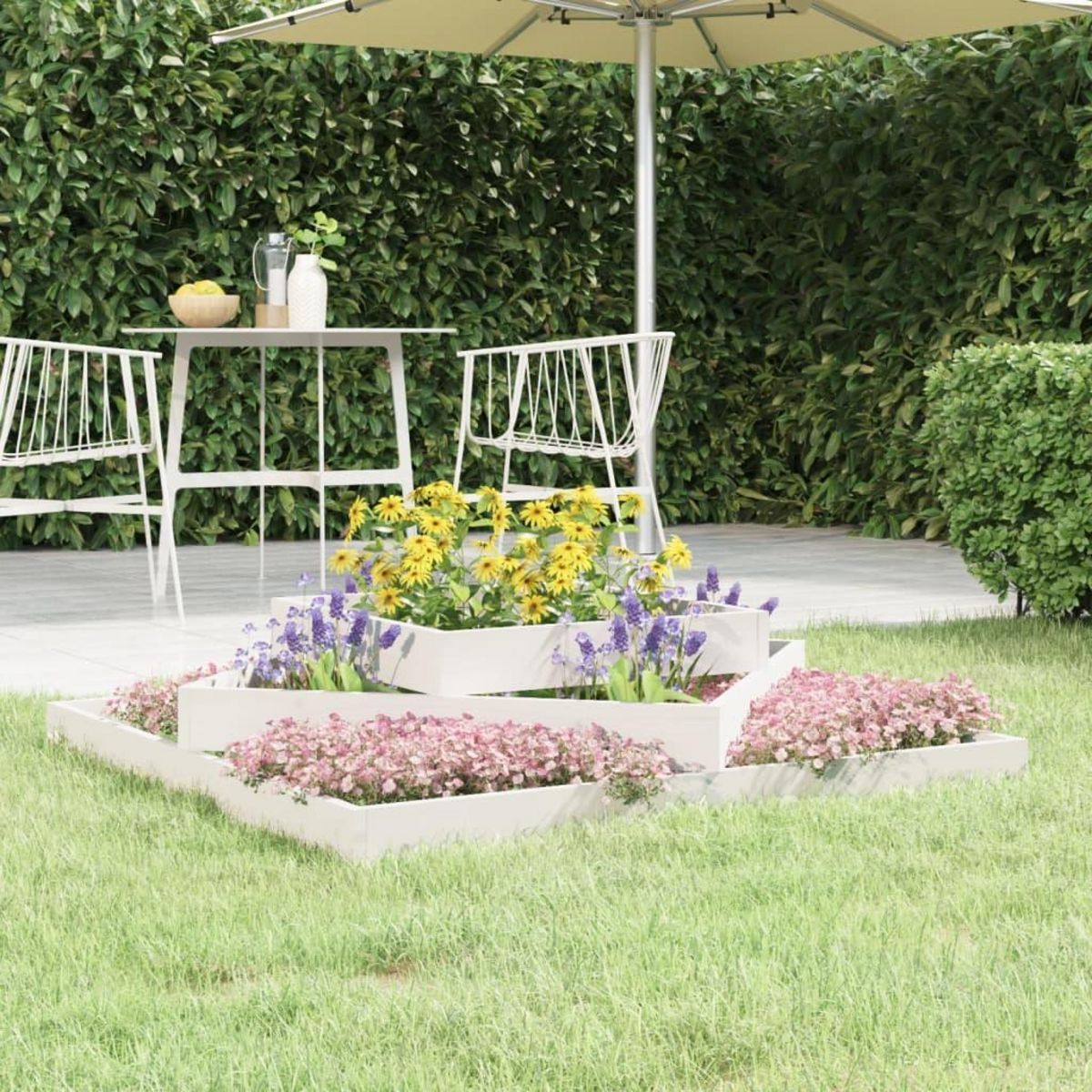 VIDAXL Jardiniere Blanc 112x112x27 cm Bois massif de pin