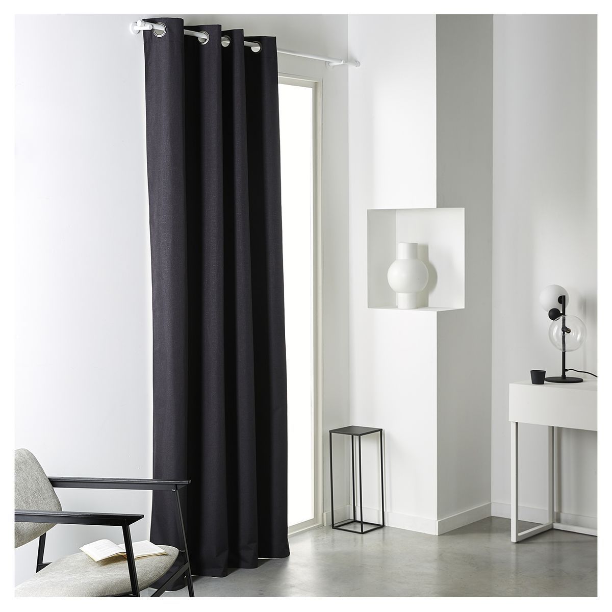 TODAY Rideau uni occultant effet Lin à oeillets