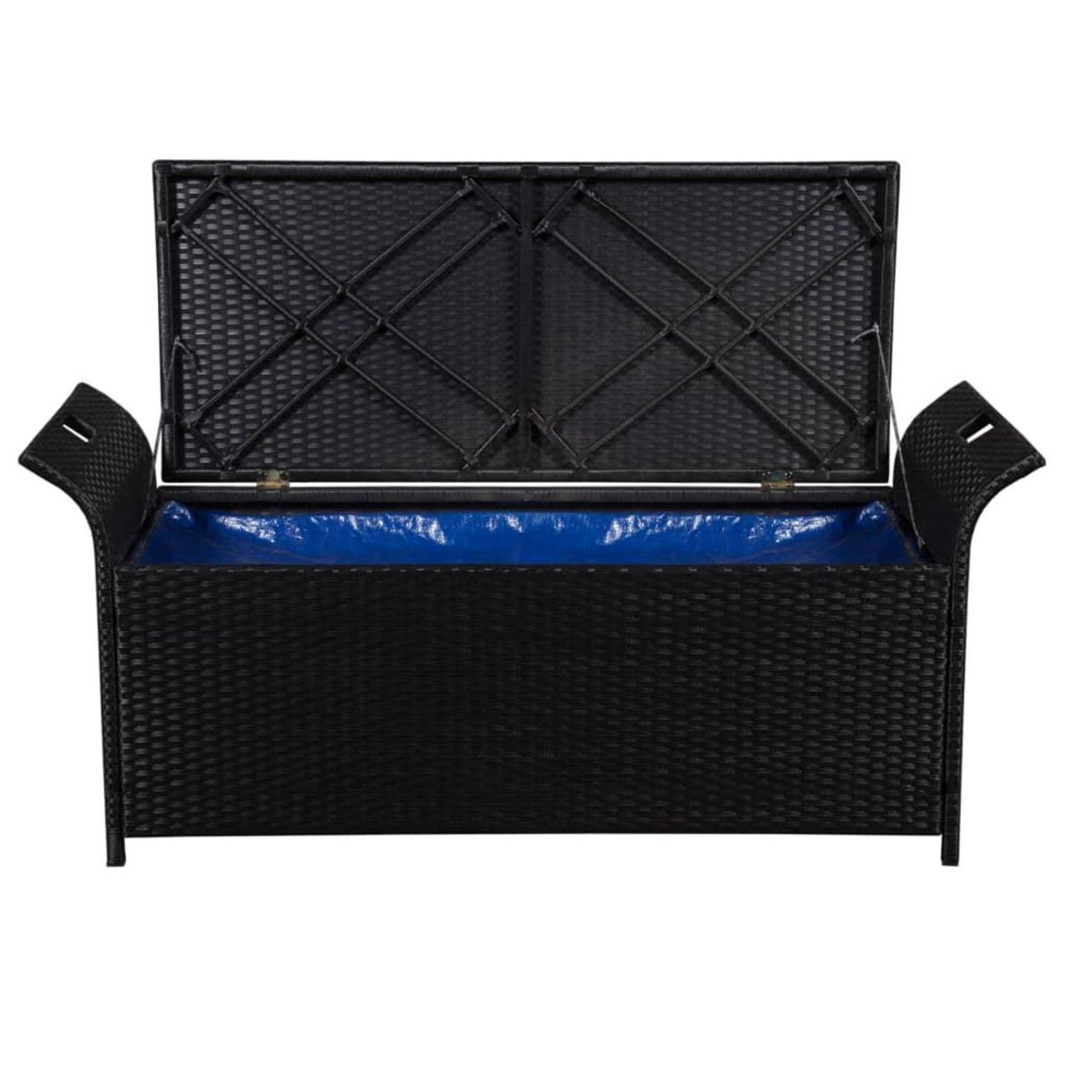 VIDAXL Banc de jardin avec coussin 138 cm Resine tressee Noir