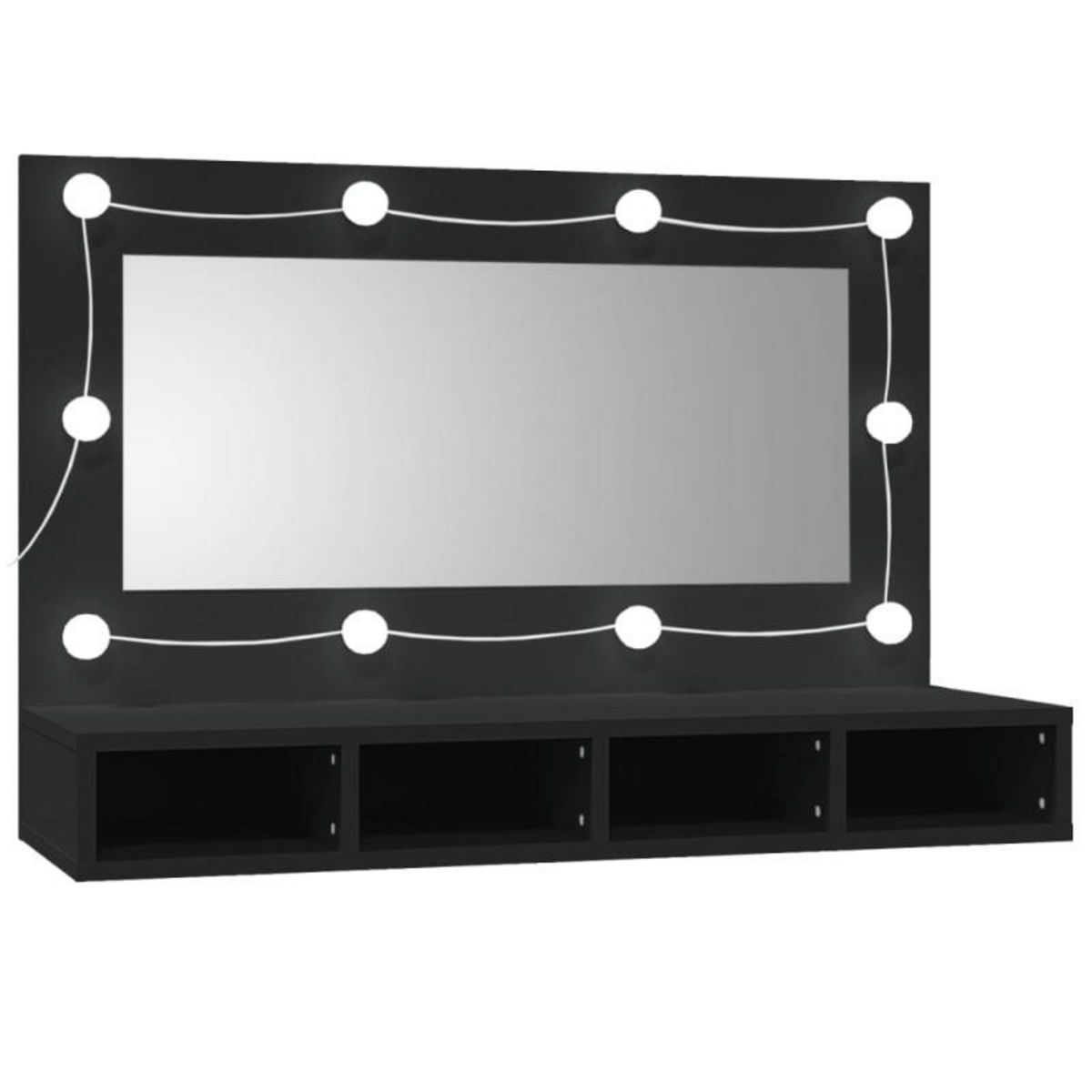 VIDAXL Armoire à miroir avec LED noir 90x31,5x62 cm