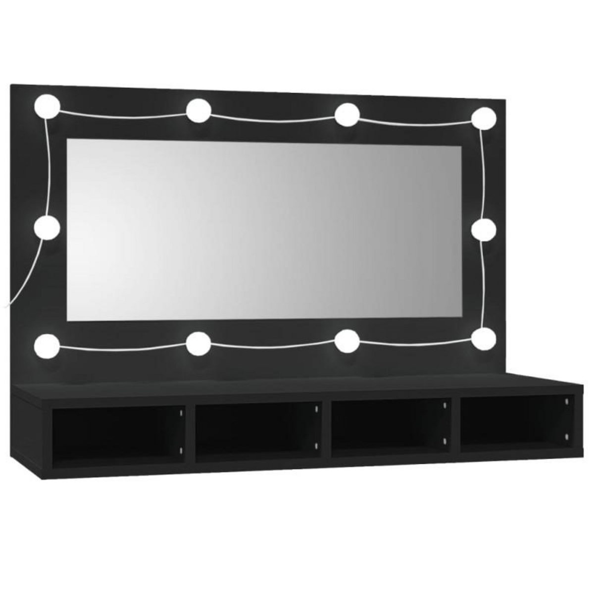 VIDAXL Armoire à miroir avec LED noir 90x31,5x62 cm